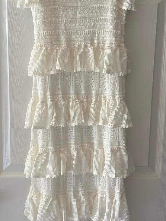 MARBLE Dresses & Skirts - Marble Tiered Ruffle Knit Dress in Ivory